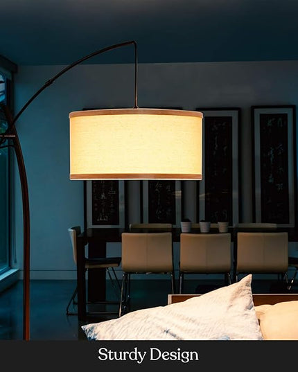 Brightech Grayson LED Floor Lamp, Modern Arc Lamp for Office & Living Room, Tall Lamp with Adjustable Arm, Standing Lamp in Industrial Style for Bedroom Reading - Bronze - LeafyLoom