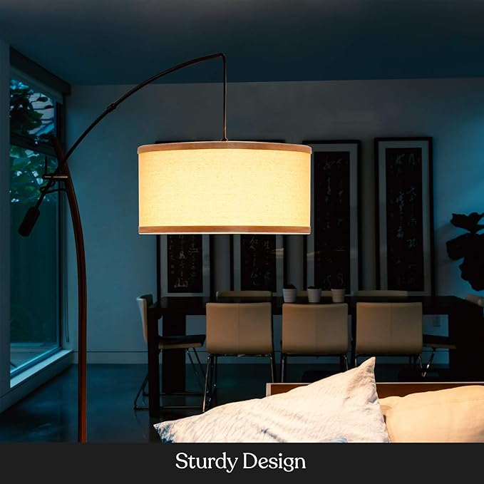 Brightech Grayson LED Floor Lamp, Modern Arc Lamp for Office & Living Room, Tall Lamp with Adjustable Arm, Standing Lamp in Industrial Style for Bedroom Reading - Bronze - LeafyLoom