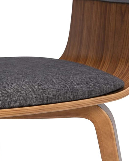 SIMPLIHOME Lowell 17 Inch Mid Century Modern Bentwood Dining Chair in Charcoal Grey Linen Look Fabric, For the Dining Room - LeafyLoom
