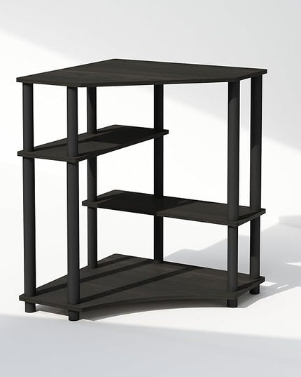 Furinno Turn-N-Tube Multipurpose Corner Shelf, Display Rack, Bookshelf, Espresso/Black - LeafyLoom