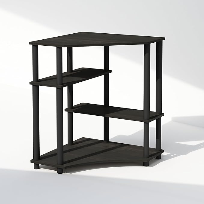 Furinno Turn-N-Tube Multipurpose Corner Shelf, Display Rack, Bookshelf, Espresso/Black - LeafyLoom
