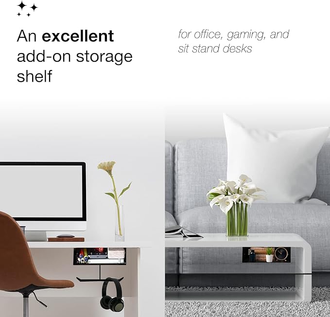 – Premium Under Desk Storage – Convenient Under Desk Drawer – Mountable Desk Drawer for Office & Home – Desk Storage from Alloy Steel – Ideal for Organizing – Size – Black/White - LeafyLoom