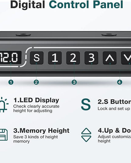 Sweetcrispy Electric Standing Desk, 48 x 24in Adjustable Height Electric Stand up Desk Standing Computer Desk Home Office Desk Ergonomic Workstation with 3 Memory Controller, White - LeafyLoom