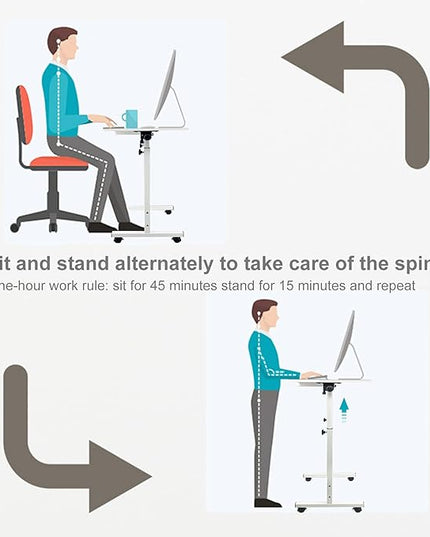 Adjustable Height Standing Desk, Writable Tempered Glass Desktop with Eraser, 360° Flip, Wheels – Ideal for Small Spaces and Home Offices, 31 in, White(Adjustable Height: 32-47 in) - LeafyLoom