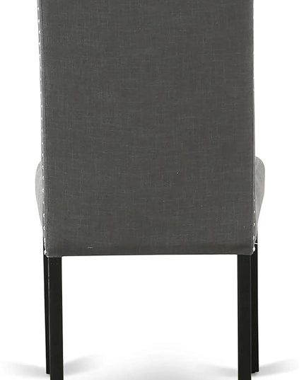 East West Furniture SHEN3-BLK-20 3 Piece Room Set Contains a Round Kitchen Dining Table with Pedestal and 2 Dark Gotham Linen Fabric Upholstered Chairs, 42x42 Inch - LeafyLoom