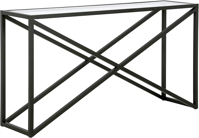 Calix 55'' Wide Rectangular Console Table in Blackened Bronze - LeafyLoom