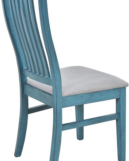 6-Piece Mid-Century Dining, Durable&Soft Wooden Table Set with Drawer, Upholstered Chairs and Bench for Living Room Kitchen, Antique Blue, Small - LeafyLoom