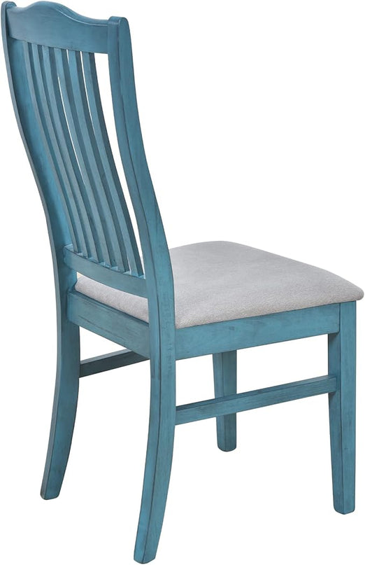 6-Piece Mid-Century Dining, Durable&Soft Wooden Table Set with Drawer, Upholstered Chairs and Bench for Living Room Kitchen, Antique Blue, Small - LeafyLoom