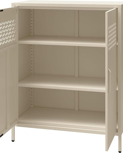 Mr. Kate Annie Short Metal 2 Door Cabinet, Parchment - LeafyLoom