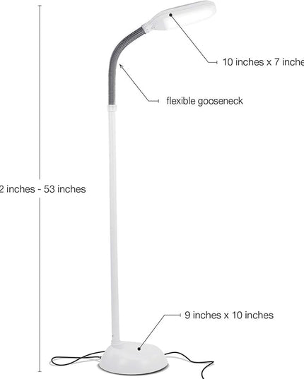 Brightech Litespan - Bright LED Floor Reading Lamp for Over Chair Crafts and Reading, Estheticians' Light for Lash Extensions, Adjustable Standing Lamp for Living Room, Bedroom, Office - White - LeafyLoom