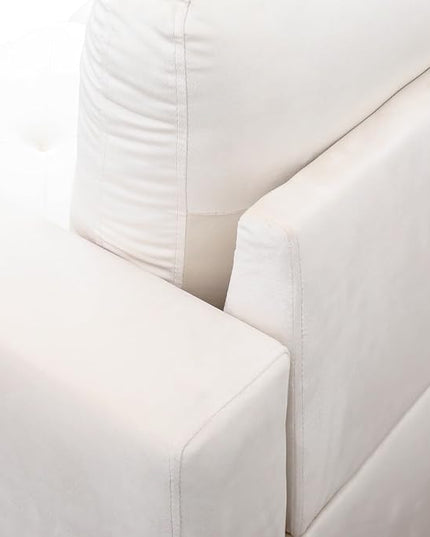 L-Shaped Sectional Couches with 66.5'' Chaise Lounge & Storage Ottoman Modular Room Sofas for Home Office Apartment, Large Living Furniture, 97'' Left Hand Facing, White Flannel - LeafyLoom