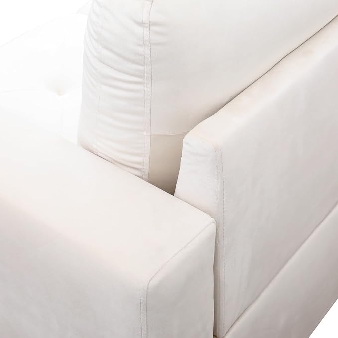L-Shaped Sectional Couches with 66.5'' Chaise Lounge & Storage Ottoman Modular Room Sofas for Home Office Apartment, Large Living Furniture, 97'' Left Hand Facing, White Flannel - LeafyLoom