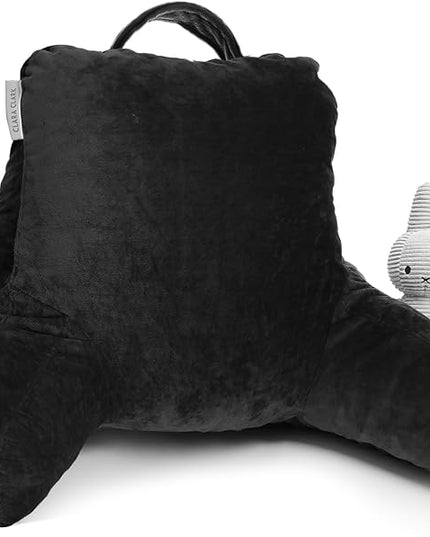 Clara Clark Reading Pillow with Portable Lap Desk Set for Kids, Back Pillow for Sitting Up in Bed, Memory Foam Back Support Pillow, Bed Rest Pillow with Foldable Laptop Desk, Small - Black - LeafyLoom