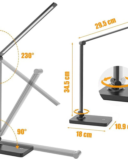 Rechargeable Desk Lamp LED Desk Lamps Eye-Caring Desk Lamps Dimmable Table Lamps Dimmable Office Lamp with USB Chager Touch Control for Home Office Bedroom student dormitory - LeafyLoom