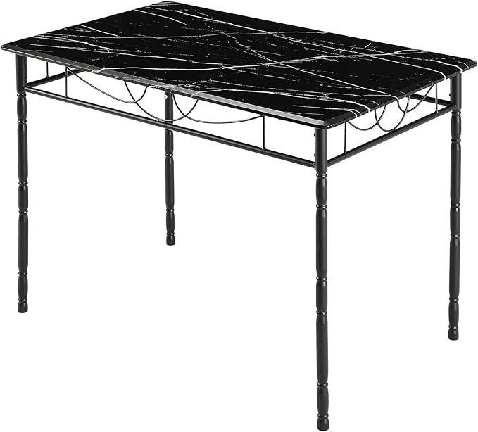 VECELO 5 Pieces Sets,43.3" Table&chairs for 4,Industrial Counter Height Tabletop with Bar Stools, Rectangle Breakfast Chairs, Living Room, Apartment, Dining table for 4, BLack - LeafyLoom