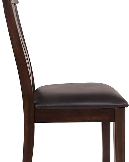 Signature Design by Ashley Haddigan Faux Leather Cushioned Rake Back Dining Chair, 2 Count, Dark Brown - LeafyLoom
