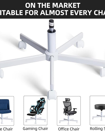 Purgreen Home Office Swivel Chair Base – Durable, Steady and Easy Installation – Perfect for Criss Cross and Cross Legged Chairs with Replacement Casters (White, Gas Lift+Base+Wheel) - LeafyLoom