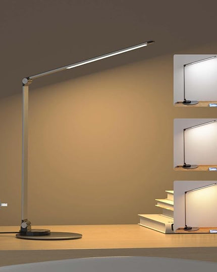 LED Desk Lamp for Home Office, Bright Desk Light Reading Table Lamps Eye-Care Touch Control with USB Charging Port, 3 Color Temperatures, 6 Brightness lighting for Desktop Study - LeafyLoom