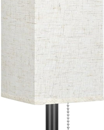 Bedside Table Lamp with 3 Color Temperatures - 3000/4000/5000K Small Lamp with USB C+A Ports, Nightstand Lamp with 3 Color Modes by Pull Chain, Bedroom Lamp for Living Read Work(LED Bulb Included) - LeafyLoom