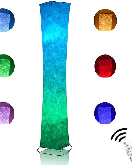 LEONC 65" Soft Light Floor Lamp for Game Room and TV, RGB Color Changing LED, Tyvek Fabric Shade, Smart App Control, Compatible with Alexa & Google Home, Music Sync and Multi Scene Modes,Floor Lamp - LeafyLoom