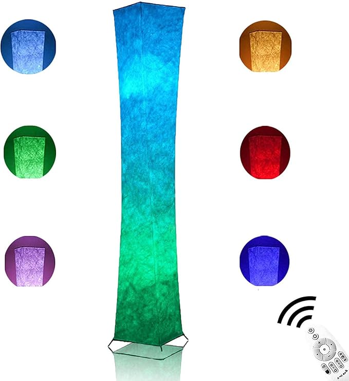 LEONC 65" Soft Light Floor Lamp for Game Room and TV, RGB Color Changing LED, Tyvek Fabric Shade, Smart App Control, Compatible with Alexa & Google Home, Music Sync and Multi Scene Modes,Floor Lamp - LeafyLoom