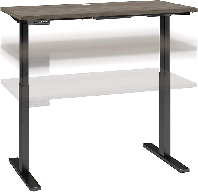 Bush Business Furniture Move 60 Electric Ergonomic Sit-Stand Computer Table for Home and Professional Office, 48W x 24D, Modern Hickory - LeafyLoom