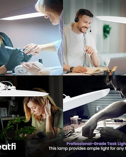 Neatfi XL 2,200 Lumens LED Task Lamp, 24W Super Bright Desk Lamp, 117 Pcs SMD LED, 4 Level Brightness, Dimmable, Task LED Light for Home, Office, Workbench (Non-CCT, White) - LeafyLoom