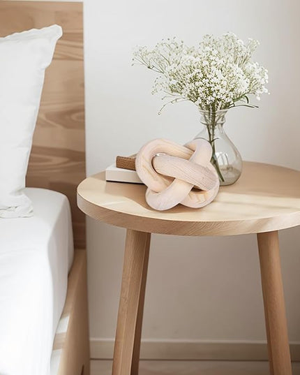 Wood Knot Decor -Coffee Table Decor Shelf Decor Table Books Hand Carved Home Decoration Boho Country Rustic Modern Shabby Chic Style Decor 3 Link Wooden Knot Chain Link Decor (Nature) - LeafyLoom