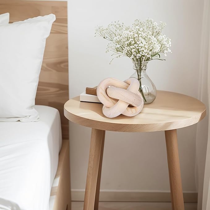 Wood Knot Decor -Coffee Table Decor Shelf Decor Table Books Hand Carved Home Decoration Boho Country Rustic Modern Shabby Chic Style Decor 3 Link Wooden Knot Chain Link Decor (Nature) - LeafyLoom