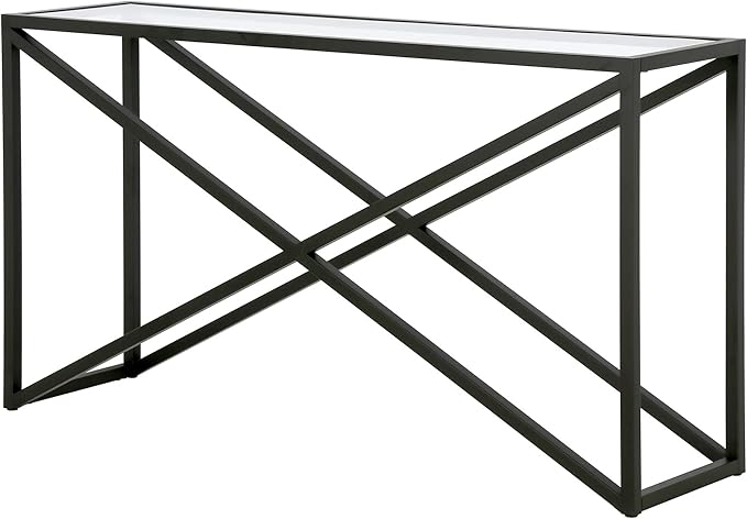 Calix 55'' Wide Rectangular Console Table in Blackened Bronze - LeafyLoom
