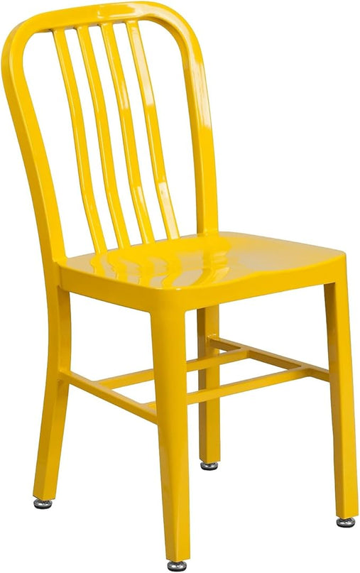 Flash Furniture Commercial Grade Yellow Metal Indoor-Outdoor Chair - LeafyLoom