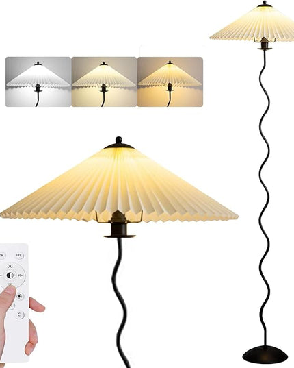 Pleated Floor Lamp, 3 Color Dimmable Floor Lamp, Retro Bedside Atmosphere Table Lamp for Bedroom, Living Room, Office ( Color : 4# , Size : Large ) - LeafyLoom
