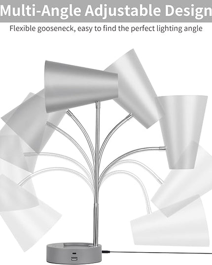 RUNTOP Desk lamp, Eye-Caring Table Lamps, 360°Rotation Gooseneck Lamp Reading Light Portable Reading Book Light, Desk Light, Study Desk Lamps for Bedroom and Office Home Lighting (Gray) - LeafyLoom