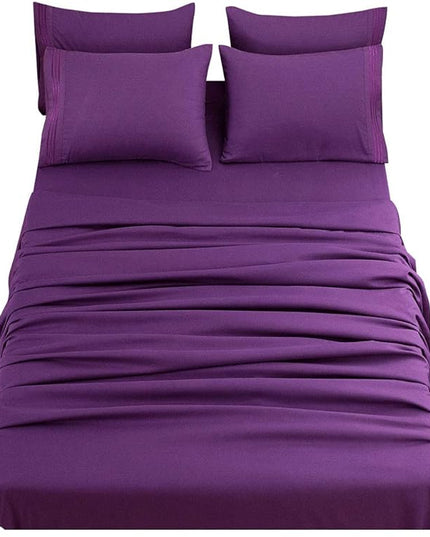 SONORO KATE Bed Sheet Set Super Soft Microfiber 1800 Thread Count Luxury Egyptian Sheets 18-Inch Deep Pocket，Wrinkle and Hypoallergenic-6 Piece (Purple, Twin XL-6 Piece) - LeafyLoom