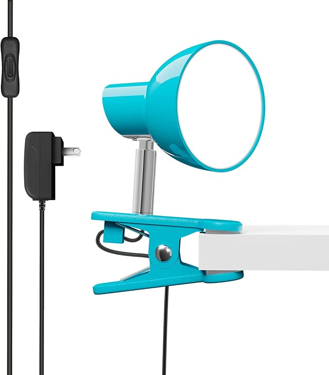 LED Clip lamp,5W Super Bright Desk Light, 330° Rotation Small Lamp with Clamp on Desk/Table/Bed Headboard/Cupboard Home Lighting, Modern and Save Space Illumination Powerful Lamp Blue - LeafyLoom
