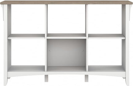 Bush Furniture BSH24462943 Salinas 6-Shelf 30-Inch H Cube Bookcase, Shiplap Gray/Pure White - LeafyLoom