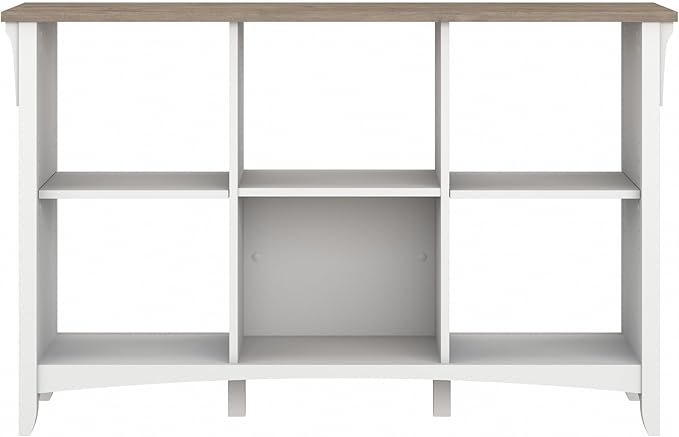Bush Furniture BSH24462943 Salinas 6-Shelf 30-Inch H Cube Bookcase, Shiplap Gray/Pure White - LeafyLoom