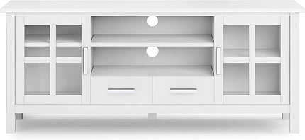 SIMPLIHOME Kitchener SOLID WOOD 60 Inch Wide Contemporary TV Media Stand in White for TVs up to 65 Inches, For the Living Room and Entertainment Center - LeafyLoom