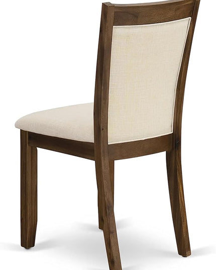 East West Furniture DLMZ5-AWA-32 Dublin 5 Piece Dining Room Furniture Set Includes a Round Kitchen Table with Dropleaf and 4 Parson Chairs, 42x42 Inch - LeafyLoom