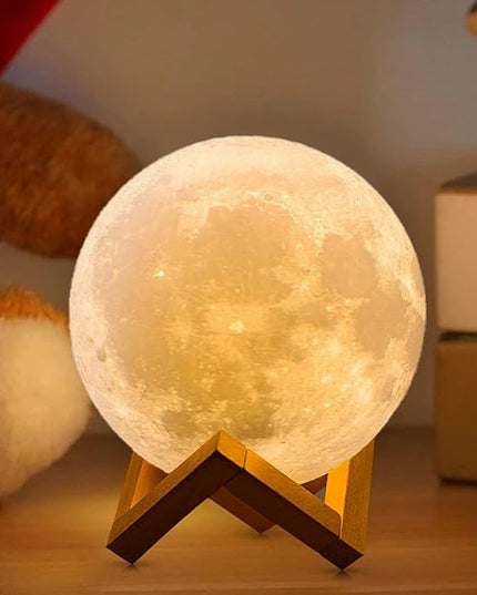 CPLA Moon Lamp for Adults Kids, Moon Night Light LED 3D Printing Moon Light with Stand & Remote/Touch Control and USB Rechargeable 7.1 inch (Large Size) - LeafyLoom