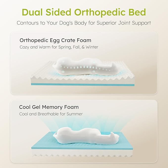 Jumbo Orthopedic Dog Bed for Extra Large Dogs With Cooling Gel Memory Foam, Waterproof, Removable Washable Cover, 45" Sofa Couch, Dutch Velvet With Bone Toy, Brown LeafyLoom