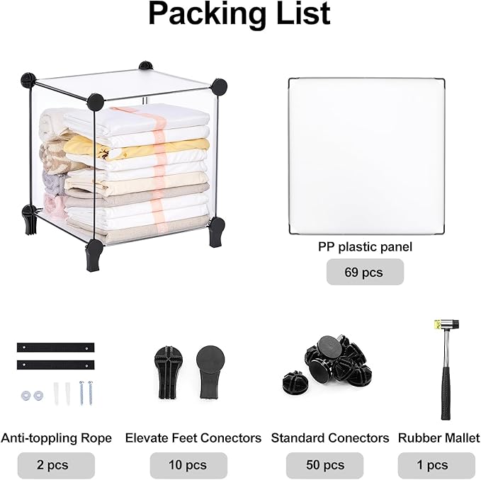ANWBROAD Cube Storage Organizer 20-Cube Cubby Shelving Book Shelf Living Room Closet Clothes Organizers Kids Toys Craft Yarn Storage with Rubber Hammer for Bedroom Office White ULCS020T - LeafyLoom