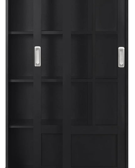Ameriwood Home Aaron Lane Bookcase with Sliding Glass Doors, Black - LeafyLoom