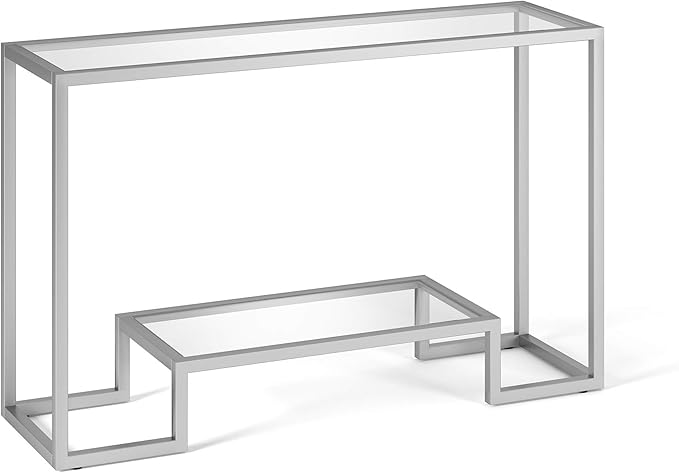 Henn&Hart 47.75" Wide Rectangular Console Table in Satin Nickel, Entryway Table, Accent Table for Living Room, Hallway - LeafyLoom