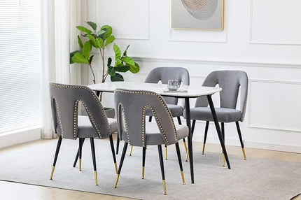 NicBex Dining Chairs Set of 2 Velvet Upholstered Kitchen Dining Chairs with Nailhead Trim for Dining Room-Gray - LeafyLoom