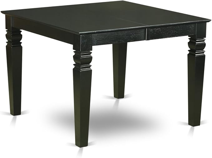 East West Furniture WEBO7-BLK-W 7 Piece Room Set Consist of a Rectangle Kitchen Table with Butterfly Leaf and 6 Dining Chairs, 42x60 Inch, Black - LeafyLoom
