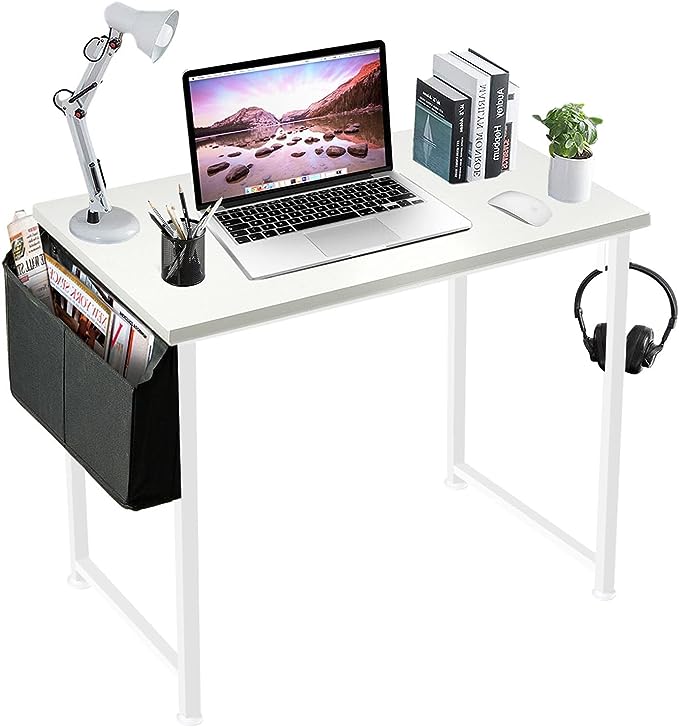 Lufeiya White Small Desk for Bedroom - Student Kids Study Writing Table for Home Office Bedroom Small Spaces 32 Inch Modern Mini Laptop PC Computer Desks, White - LeafyLoom