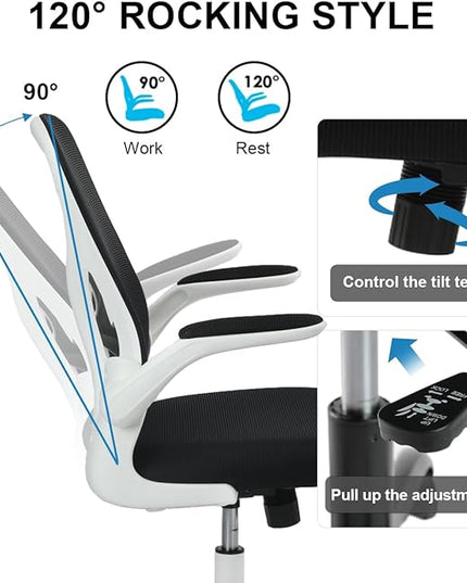 Sytas Home Office Chair Ergonomic, Mesh Desk Chair Lumbar Support, Ergonomic Computer Chair Adjustable Armrest - LeafyLoom