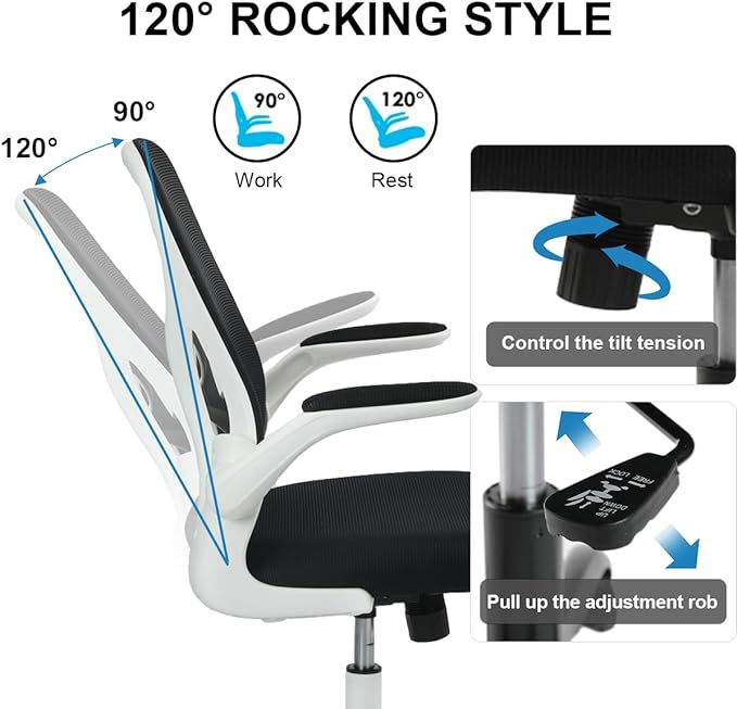 Sytas Home Office Chair Ergonomic, Mesh Desk Chair Lumbar Support, Ergonomic Computer Chair Adjustable Armrest - LeafyLoom