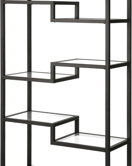 Johann 68'' Tall, Rectangular 8 shelves Bookcase in Satin Nickel - LeafyLoom